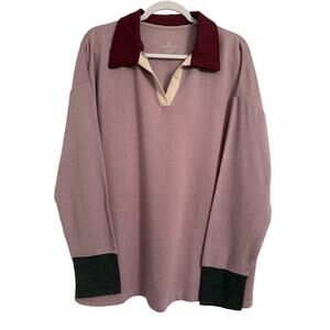 Cuddl Duds NWOT Comfortwear Soft Fleece Pullover Women's 1X Pink Lounge Comfy